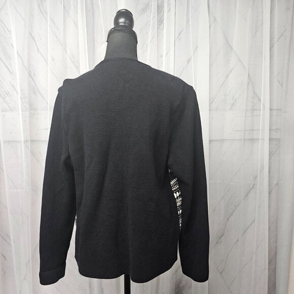 Chico's Black Gray Knit Boho Cardigan Sweater Size 2 (L) - Picture 8 of 14